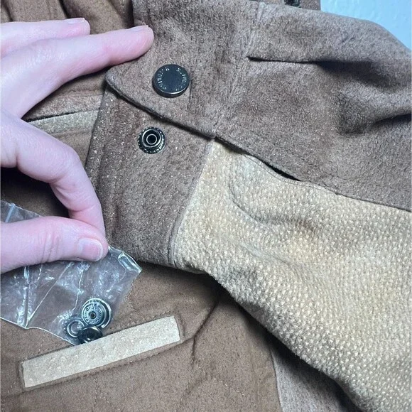 Wilsons Leather Sz Mens M Suede Bomber Jacket M. Julian Beige Zip 5 Pockets - Picture 9 of 14